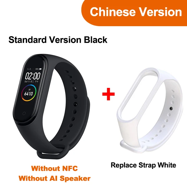 Add White Strap Original Newest Xiaomi Mi Band 4 Smart Miband 4 Bracelet Heart Rate Fitness AMOLED Color Screen Bluetooth 5.0 - Цвет: Add White Strap