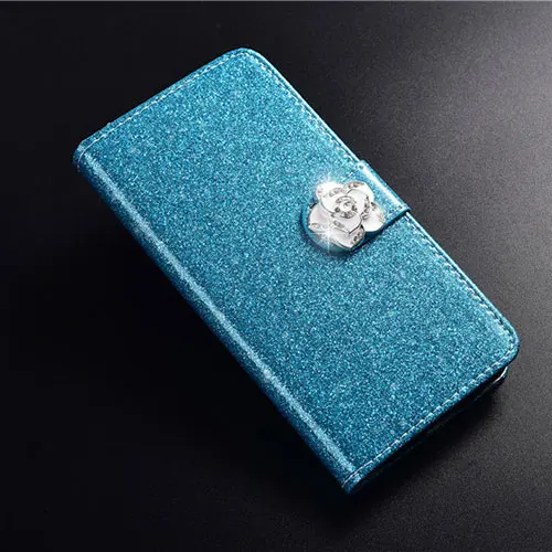 Blue Camellia Чехол для Meizu U10 U20 pro 7 M5s M6S M6 M6T M6S Примечание роскошный модный, с украшениями в виде бриллиантов блеск Флип кожаный кожух, чехол для мобильного телефона - Цвет: Blue Camellia