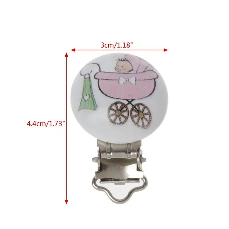 

Free Shipping 5pcs Metal Wooden Baby Pacifier Clips Mixed Pattern Infant Soother Clasps Holder