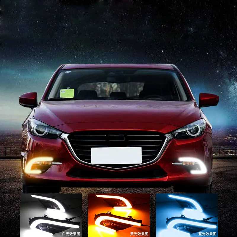 2Pcs DRL For Mazda 3 Mazda3 Axela 2017 2018 Daytime Running Lights fog lamp cover headlight 12V Daylight | Автомобили и мотоциклы