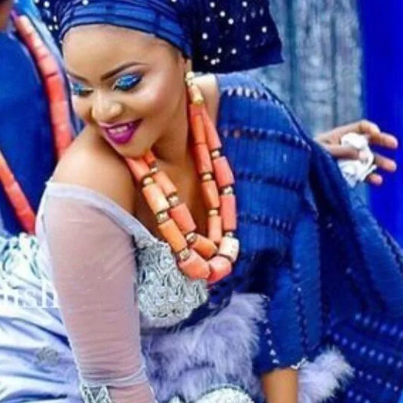 Verkauf 4 Ujewelry Halsband Schmuck-Set Original Korallen Perlen Designer Halskette Set 3 Schichten Edo Traditionellen Schmuck Set Für Frauen 2019