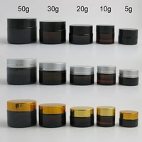 10 x 5g 10g 20g 30g 50g portable small jars pot box makeup storage container brown amber glass cream jar with silver gold cap