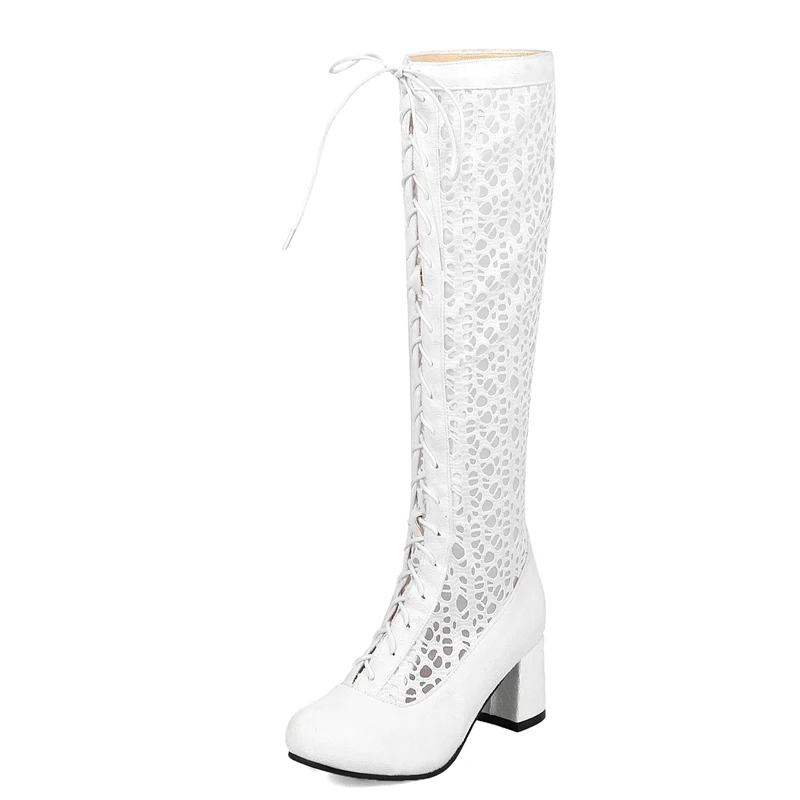 White ORCHA LISA/летние ботинки больших Size34-46 обувь из флока и кружева с вырезами модная женская вышитая обувь C554 - Цвет: White