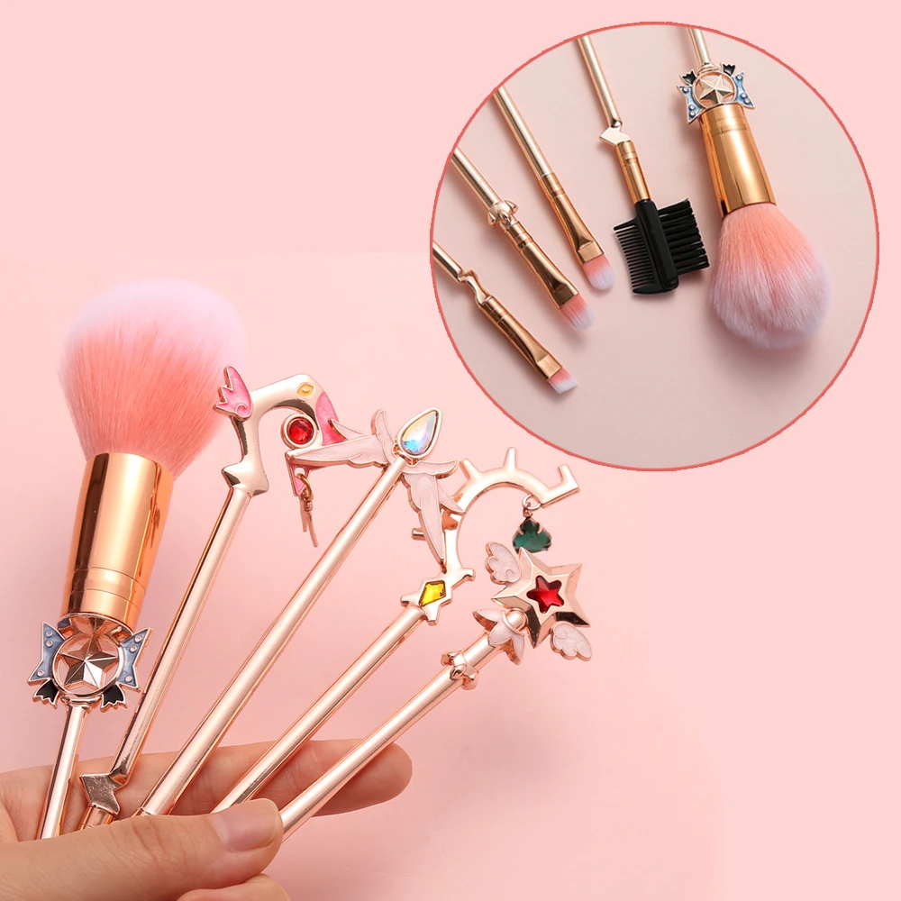 Magic Girl 5pcs/Set Cute Cosmetic Powder Eyeshadow Eyebrow Brush Girl Gift Blend Make Up Brush Tool Kit Maquiagem