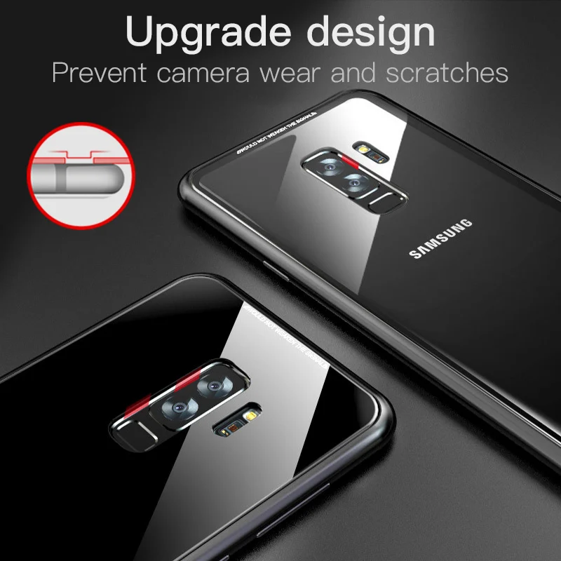 Роскошный чехол для Samsung Galaxy S9 Plus прозрачный с полным защитным стеклом задняя