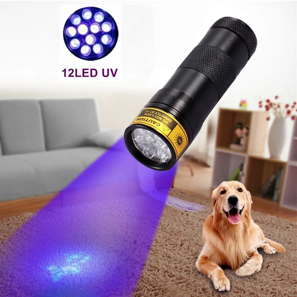 AloneFire 9 Светодиодный УФ фонарь 395-400nm светодиодный фонарик флуоресцентный агент Скорпион деньги для кота собаки домашнего животного мочи лампа обнаружения AAA сухой элемент - Испускаемый цвет: 12UV Black