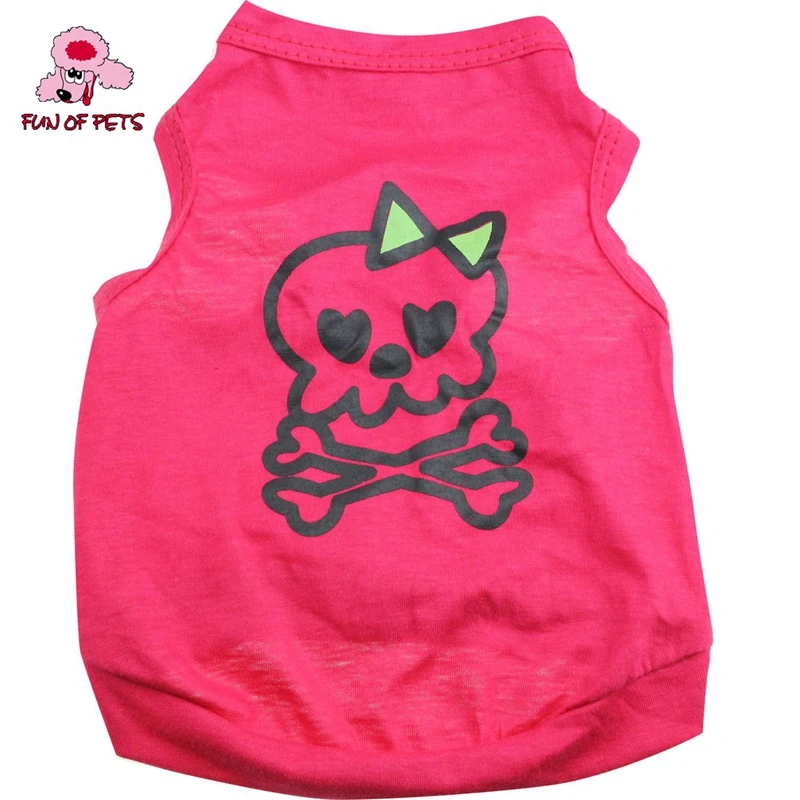 2017 красивый череп шаблон 100% хлопок жилет для домашних животных собак роза Собака