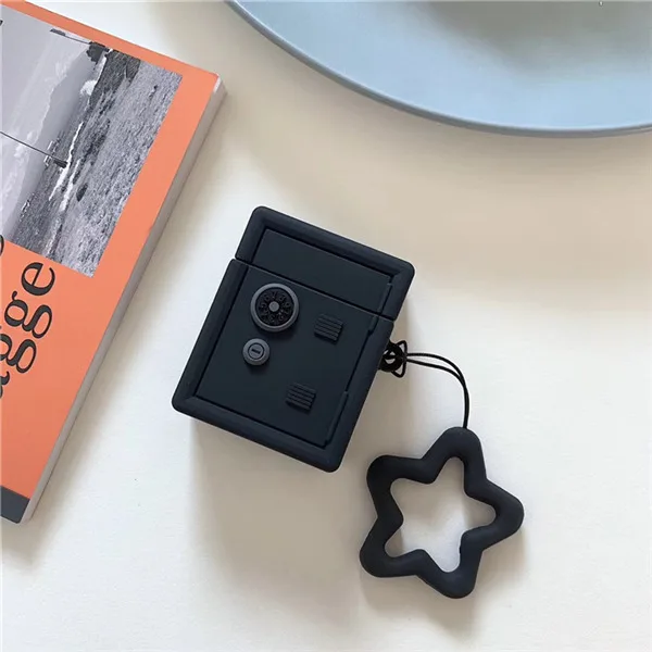 black4 Earphone Case For Airpods 2 Case Silicone Bear Cat Pig Cartoon Headphones Cover For Apple Air pods 1 Case For Earpods Key ring - Цвет: black4