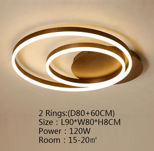 2 Rings D80 60cm Новое поступление, креативные кольца, современные светодиодные потолочные лампы для гостиной, спальни, комнаты, светодиодные лампы lamparas de techo, потолочные светильники - Цвет корпуса: 2 Rings D80 60cm