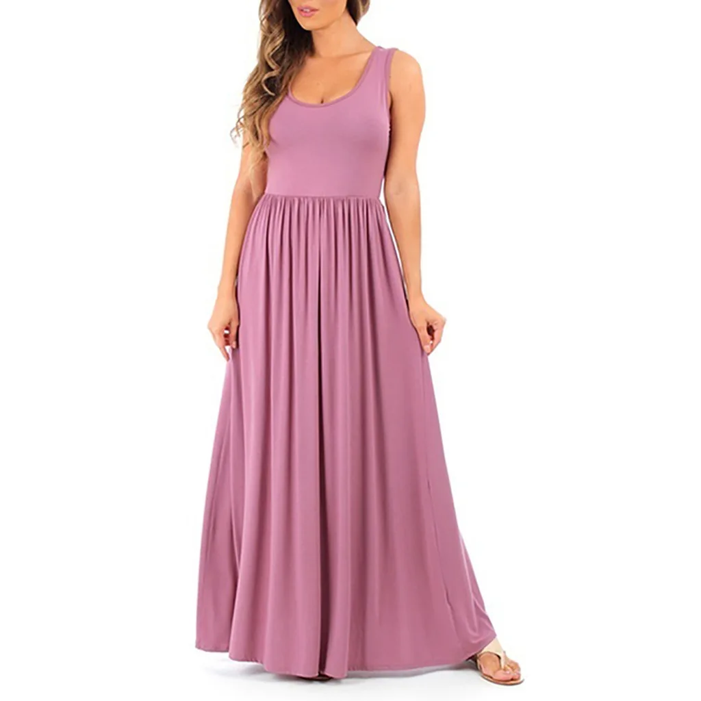 Сексуальное женское платье майка без рукавов в стиле бохо длинное Бандажное для