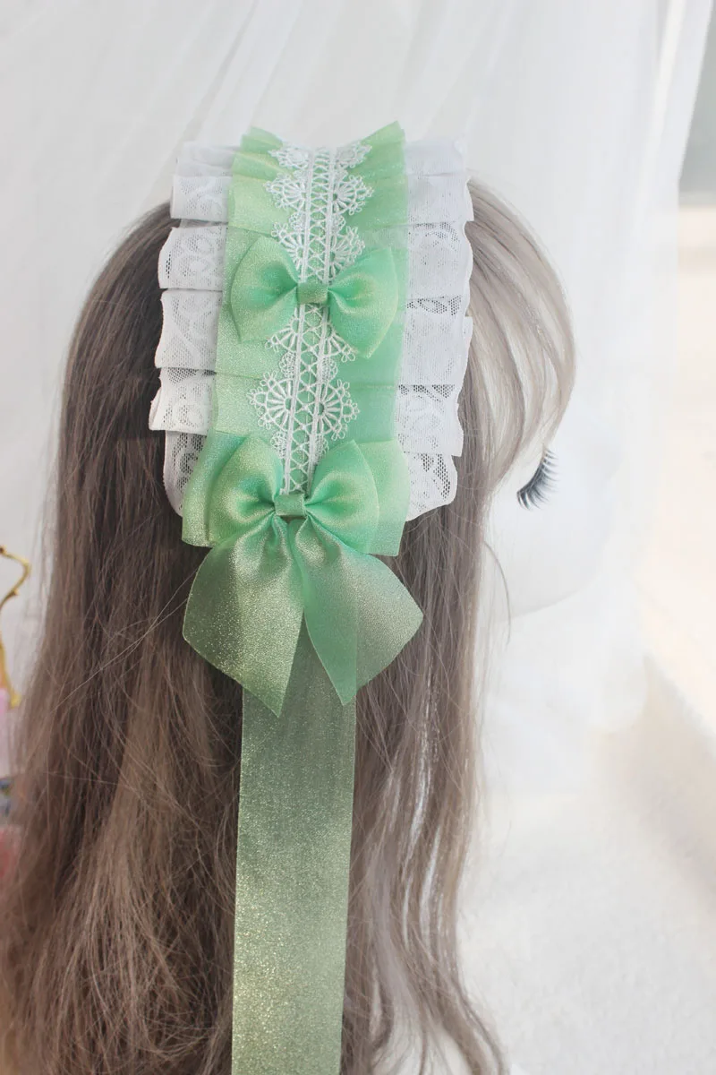

Hand made white gauze multicolor pearl lace lolita hair band joker lolita hair beautiful headdress