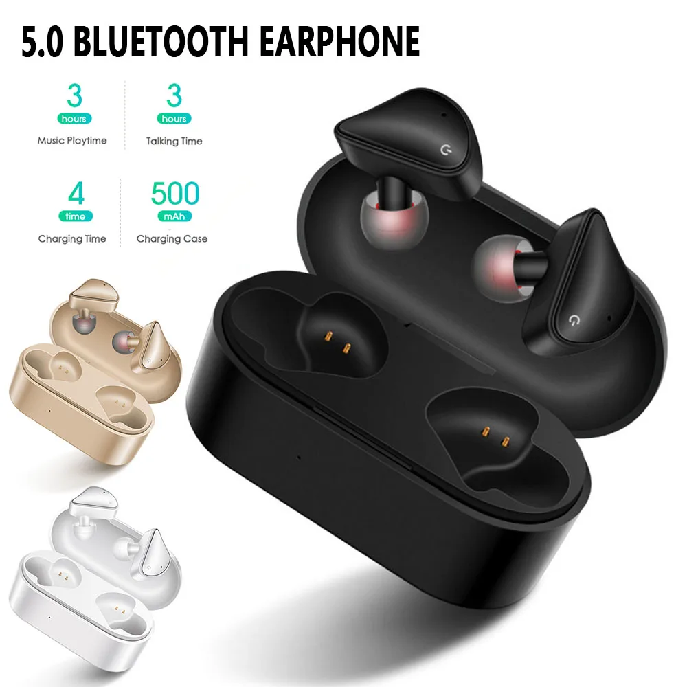 TWS 5 0 Bluetooth наушники мини беспроводные в ухо 3D стерео спортивные с двойным