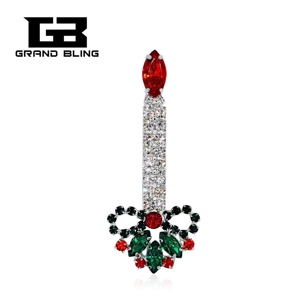 

Christmas Theme Rhinestone Brooch "Christmas Candle" Pins Bling Jewelry&Gift