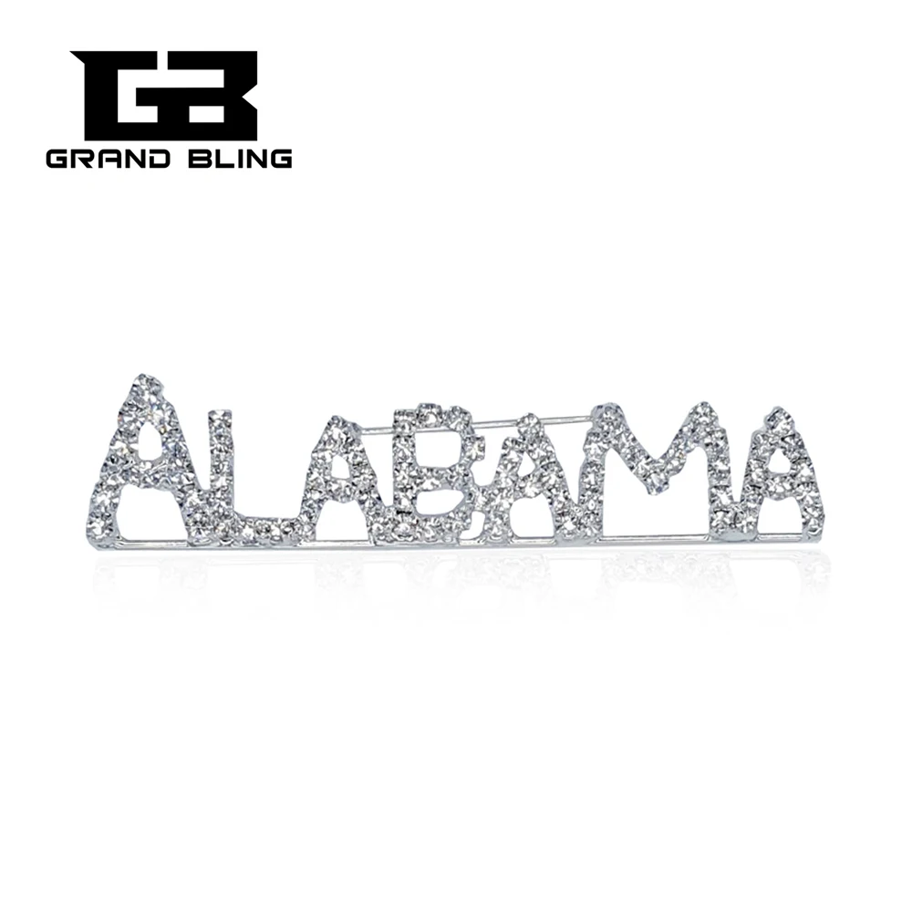 Тема США подарок Bling Стразы Алабама государственное слово булавка Кристалл Брошь