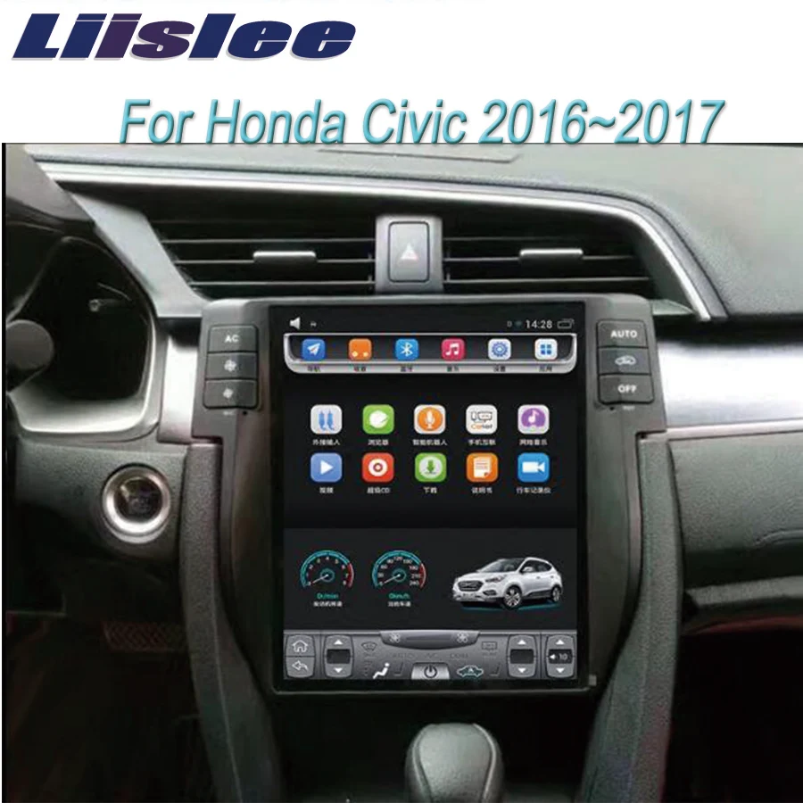 Liislee 2 din Android для Honda Civic~ большой экран Автомобильный мультимедийный плеер gps навигация Видео Радио-зеркальная связь