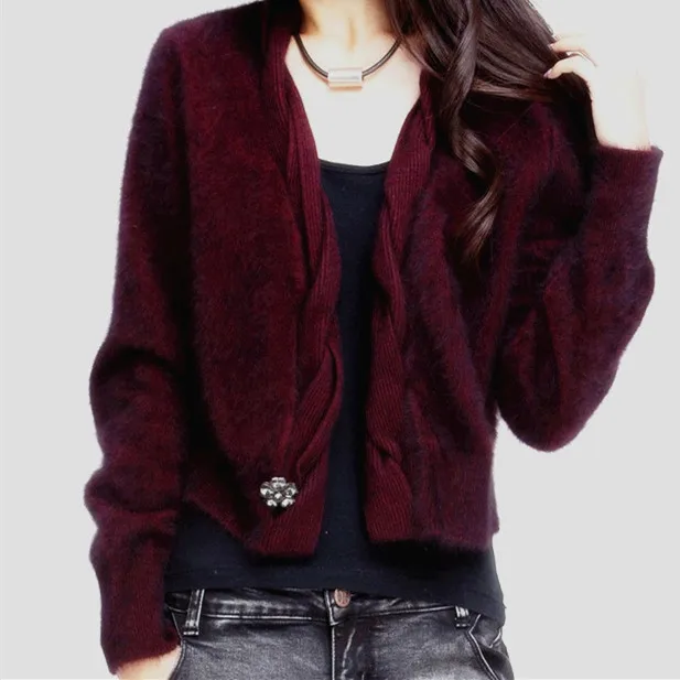 2016 Hitz норковый кашемировый кардиган короткая маленькая шаль свитер пальто