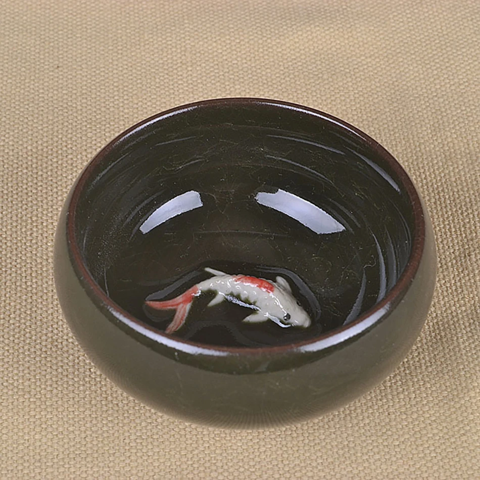 1 шт. ледяная трещины глазурованная 3D карповая чайная чашка красочные рыбы