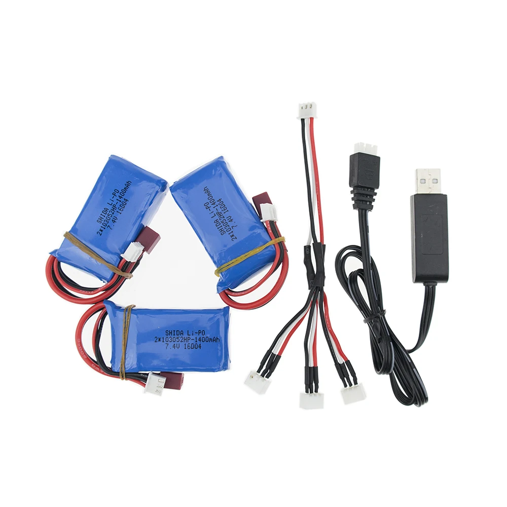 7.4 В 1400 мАч lipo Батарея 3 шт. Батареи и USB Зарядное устройство для WLtoys a959 b a969 a979 k929 rc