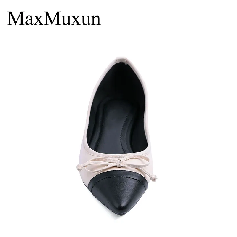 

MaxMuxun Women Flats Pointed Toe Bow-Embellished Slip On Leopard Croco-Effect Classic Ballet Shoes