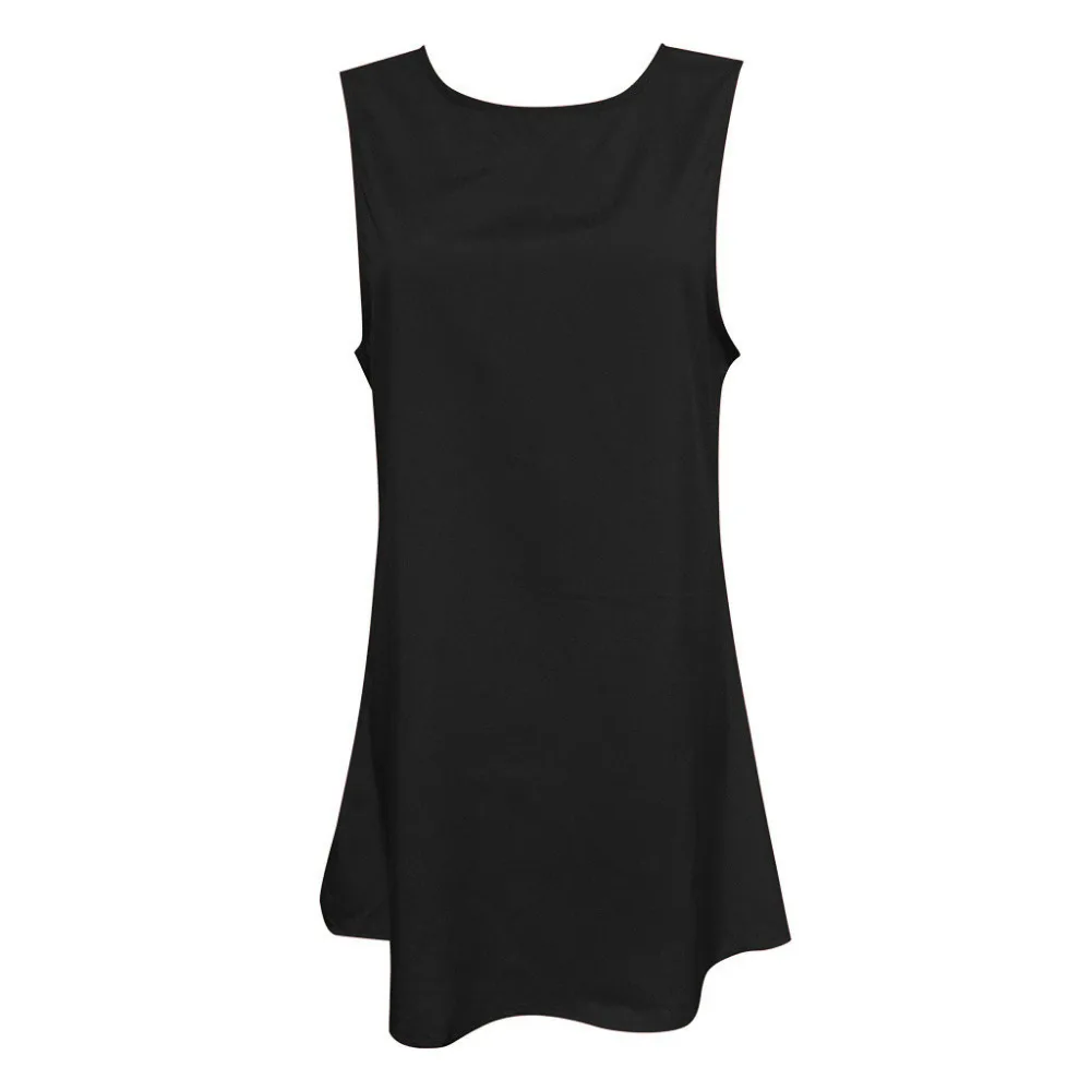 Женское пляжное платье без рукавов с круглым вырезом однотонное повседневное