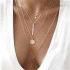 Богемные Модные женские ожерелья и подвески, геометрические круглые многослойные ожерелья со звездами, эффектные ожерелья для женщин
