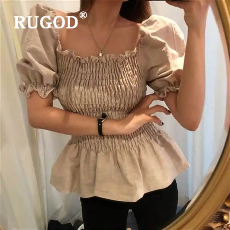 RUGOD женские рубашки с пышными рукавами, корейские белые блузки с оборками, элегантные тонкие топы и блузки, женские блузки