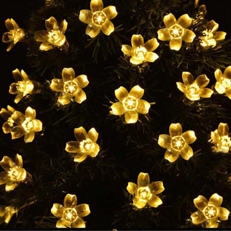 Dcloud Вишневый Peach Blossom Цветок СИД солнечный Fariy свет шнура 7 м 50LED открытый Рождество