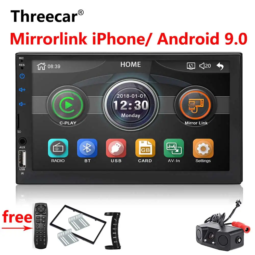 pz451 all Встроенное Зеркало Ссылка iPhone Android 9,0 2din автомобильный Радио 7 дюймов Bluetooth USB заднего вида Камера MP5 плеер один DIN Авторадио - Цвет: pz451 all
