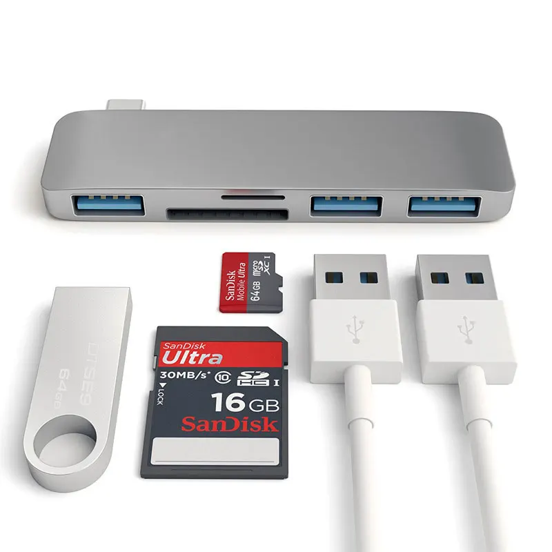 Разветвитель Mosible с USB 3 1 и SD кардридером для MacBook Pro/Air Type C|USB-хабы| |