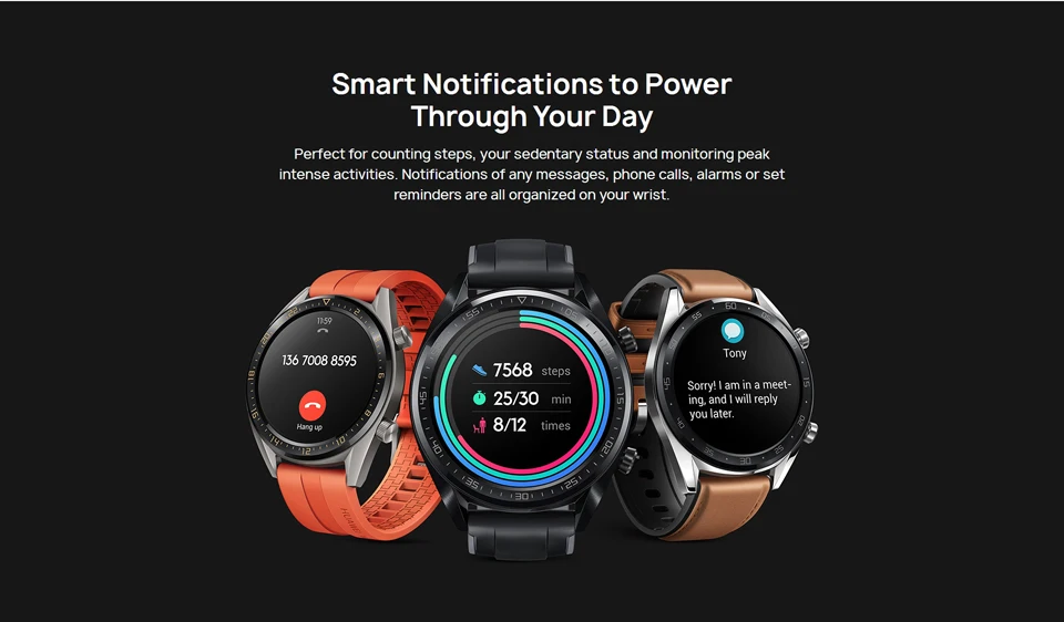 Huawei Watch GT Смарт часы Поддержка gps NFC 14 дней Срок службы батареи 5 атм водонепроницаемый телефонный Звонок трекер сердечного ритма для Android iOS