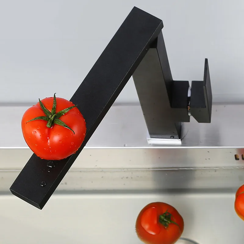 ROLYA квадратный Стиль Твердый латунный матовый черный кухонный кран для стирки