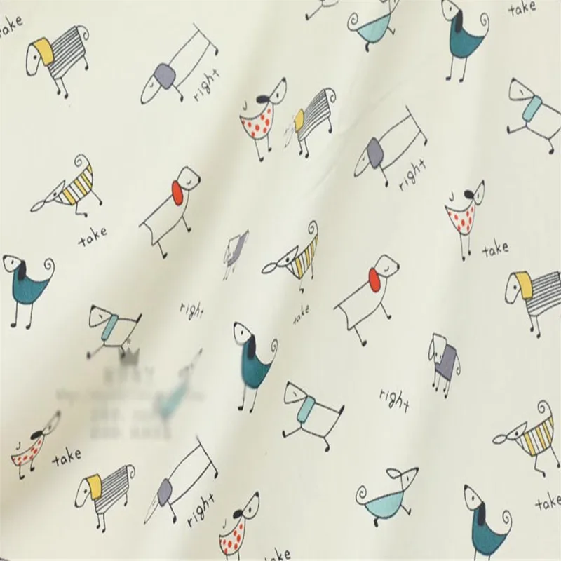 Милый песик Карикатура DIY Пэчворк Шитье Подушки для сна Детское платье Украшение Материал 50x50 см Твилл 100% хлопковая ткань.