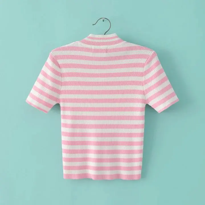 Momoluna, женский свитер, водолазка, в полоску, с буквенным принтом, Pull Femme, короткий рукав, вязаные свитера и пуловеры, Sueter Mujer