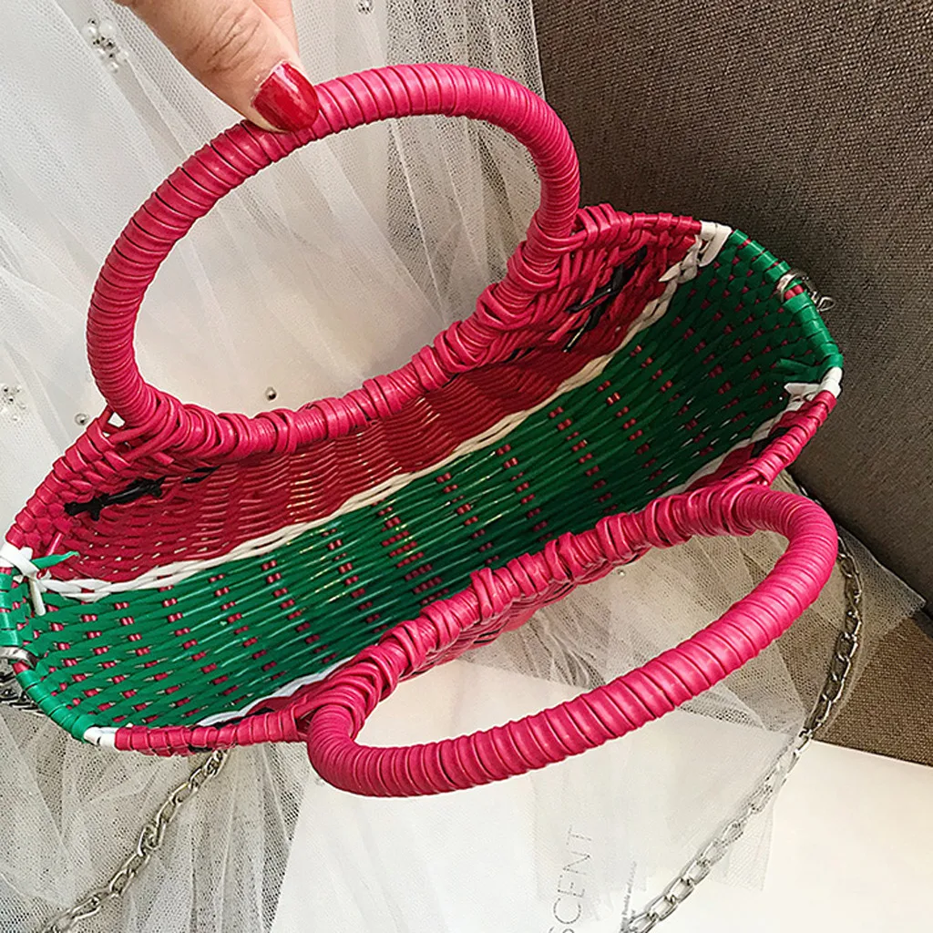 Женская плетеная Сумка из ротанга летняя пляжная сумка мессенджер для девушек