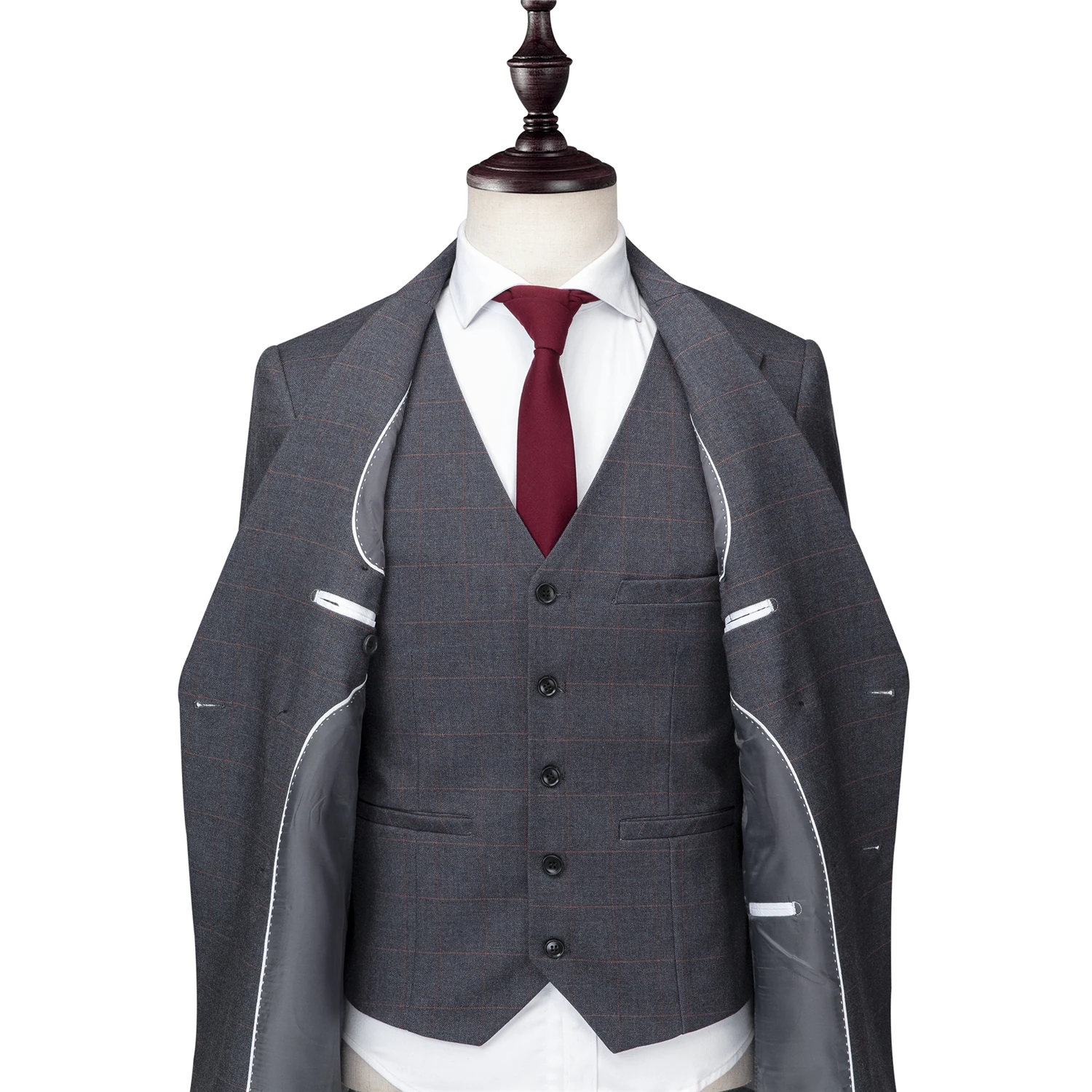 OSCN7 двубортный костюм Для мужчин 3 шт. Slim Fit Досуг 2018 Новый костюмы осень