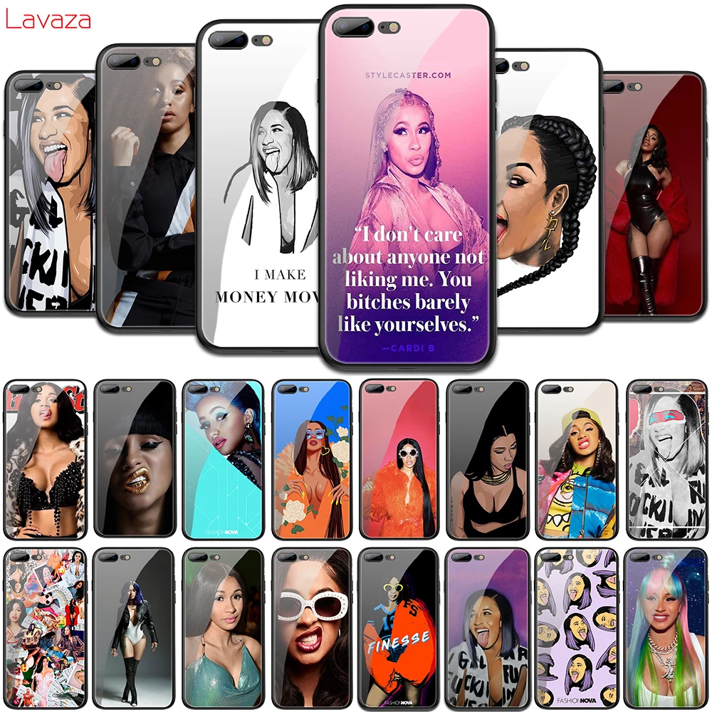 Мягкий чехол Lavaza Nova Cardi B из закаленного стекла для iPhone 6 6S 7 8 Plus 5 5S SE XR X XS 11 Pro MAX |