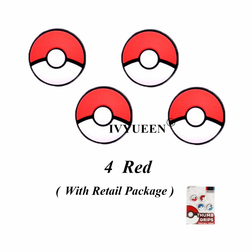 Ручки IVYUEEN для джойстиков Joy Con shand Switch Poke ball, аналоговые джойстики, крышка для джойстика Joy-Con, красный, синий