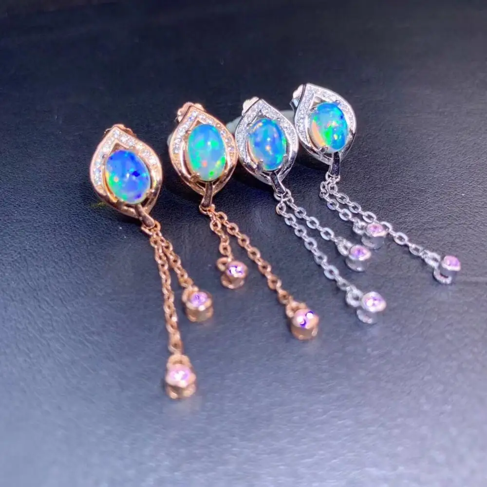 

Natural Opal Gemstone Fashion Leaf Earrings for Women Real 925 Sterling Silver Charm Fine Jewelry