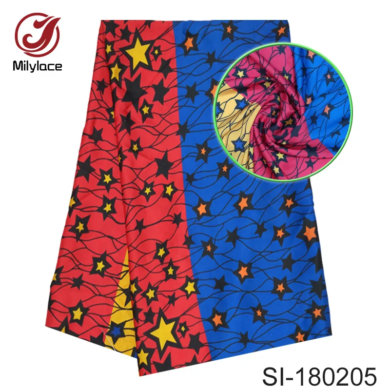 Красивый Африканский Воск Цифровая печатная шелковая ткань звездный узор дизайн