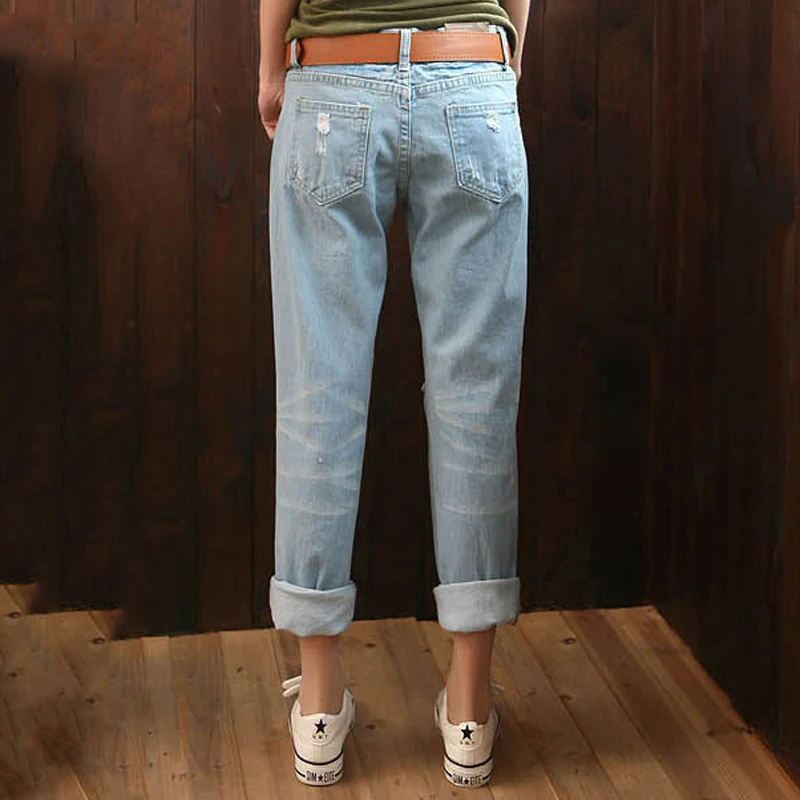 Women Pants Fashion Harem Denim Ripped Holes Jeans 2018 Big Size Oversized Vaqueros Pockets Jean Trousers New Pantalon |