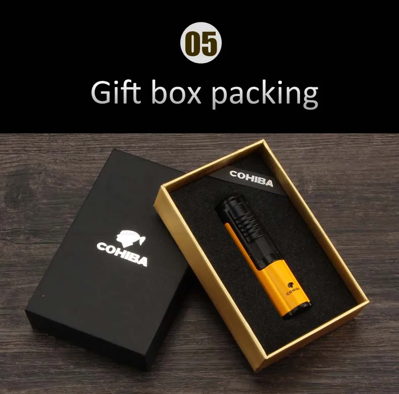 COHIBA 1 фонарь, зажигалка для сигар, металлическая мини Портативная многоразовая Бутановая газовая зажигалка, ветрозащитная сигаретная струйные зажигалки