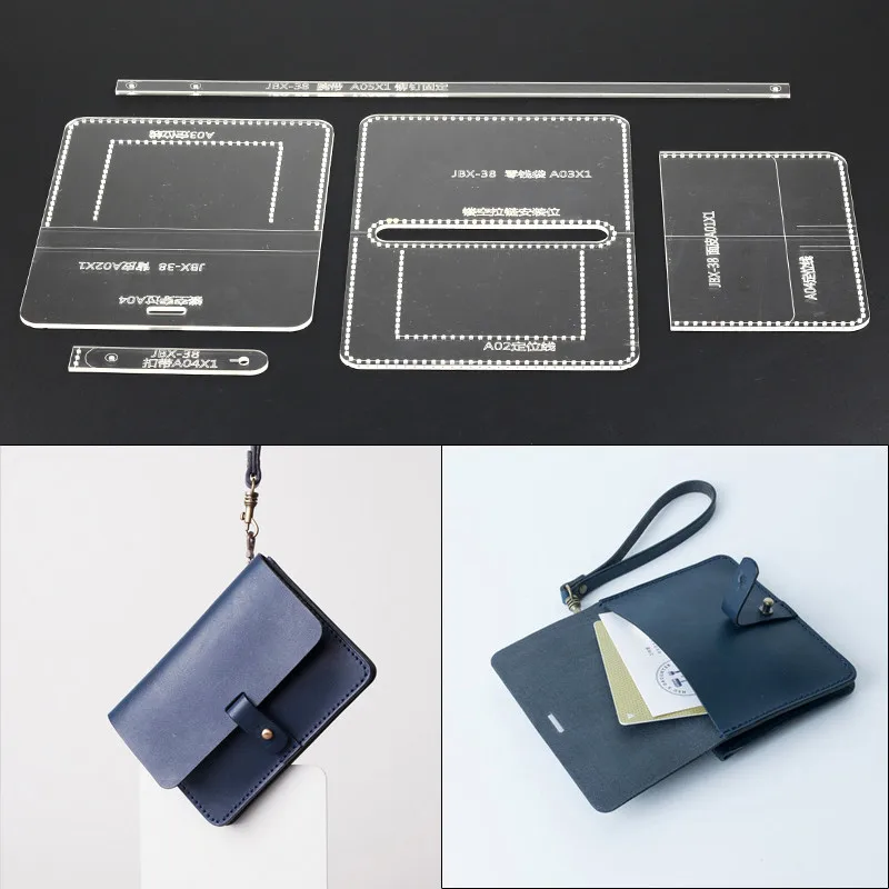 DIY кожа женские ботильоны ручной работы короткий кошелек акриловые высечки