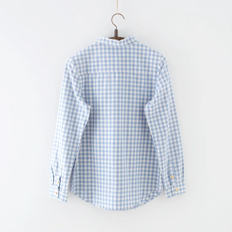 2018 Hot Sale Spring Autumn Ladies Casual Cotton Lapel Long-Sleeve Plaid Shirt Women Loose Outerwear Blouse Tops Clothing A196 |