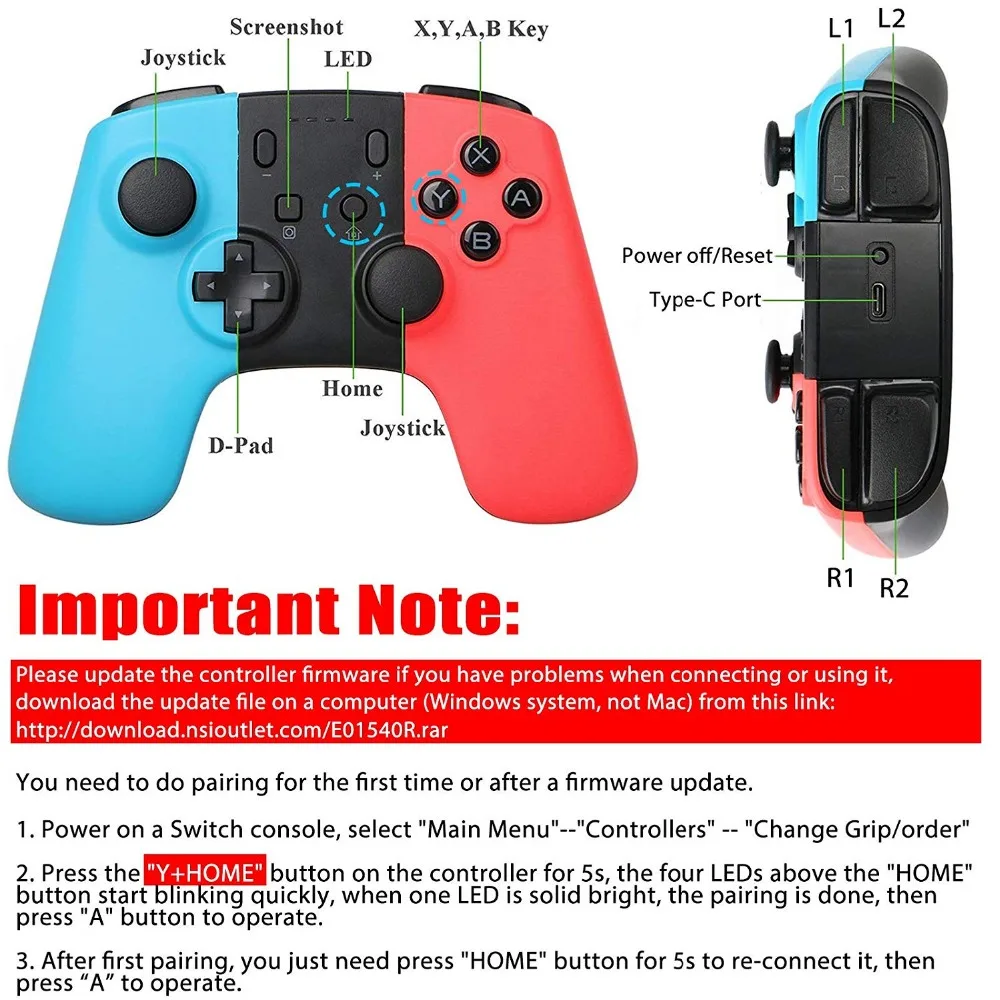 Беспроводной игровой контроллер для Nintendo Switch Console PC Android Bluetooth аккумуляторный геймпад Джойстик Nintend Switch Pro