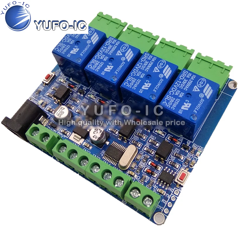 Modbus RTU 4 12v relay module four Channel switch input and optical coupling isolation RS485 0.15-x