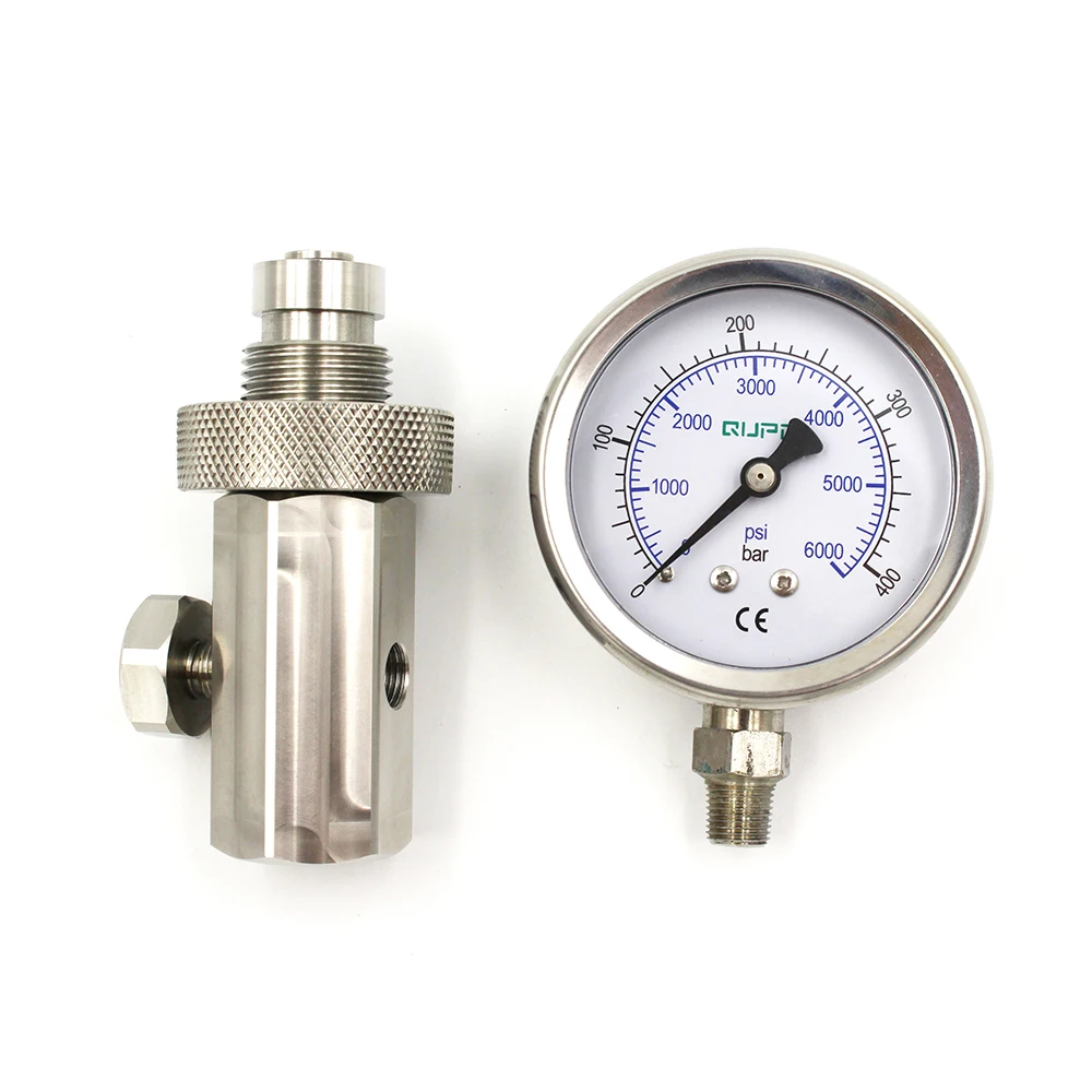 QUPB новая Din станция из нержавеющей стали 300 бар/4500psi с 60 мм/40 мм маслонаполненный манометр DGE001