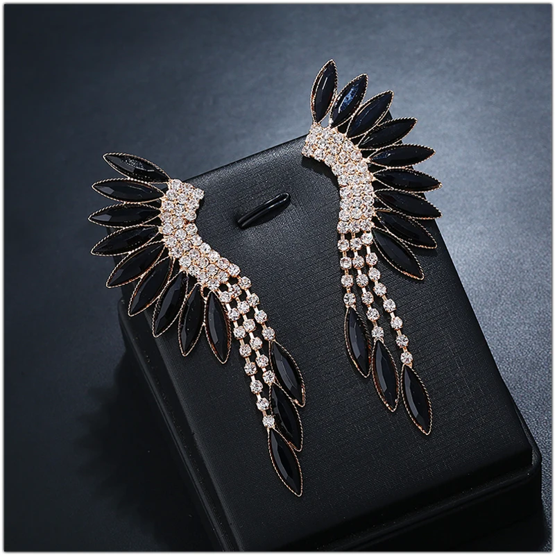 SHEEGIOR Boho кристалл, Длинная кисточка серьги для Для женщин Модные украшения Прекрасные Стразы Золотые Серьги с большой подвеской Bijoux Femme(украшения своими руками) подарки