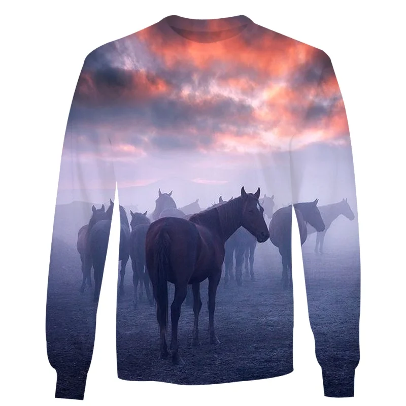 Облако 3D звездного неба для мужчин толстовки животных Модные мужские лошадей