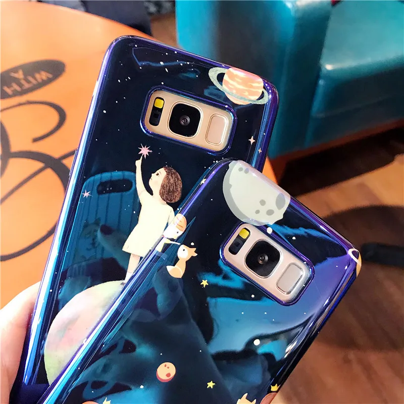 YHBBCASES девушка фантазия космическое пространство планета Луна Чехол для samsung Galaxy S8