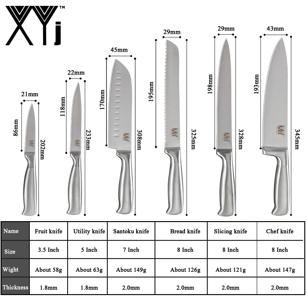 XYj нержавеющая сталь Кухня Ножи 8 ''шеф повар 8'' хлеб ''нарезки 7''